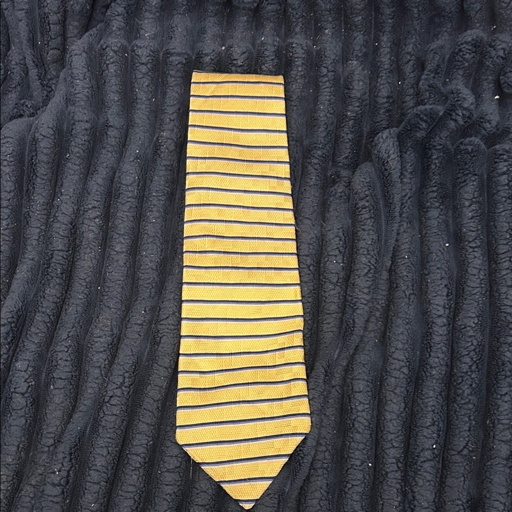 Classic Gold Horizontal Striped Silk Necktie